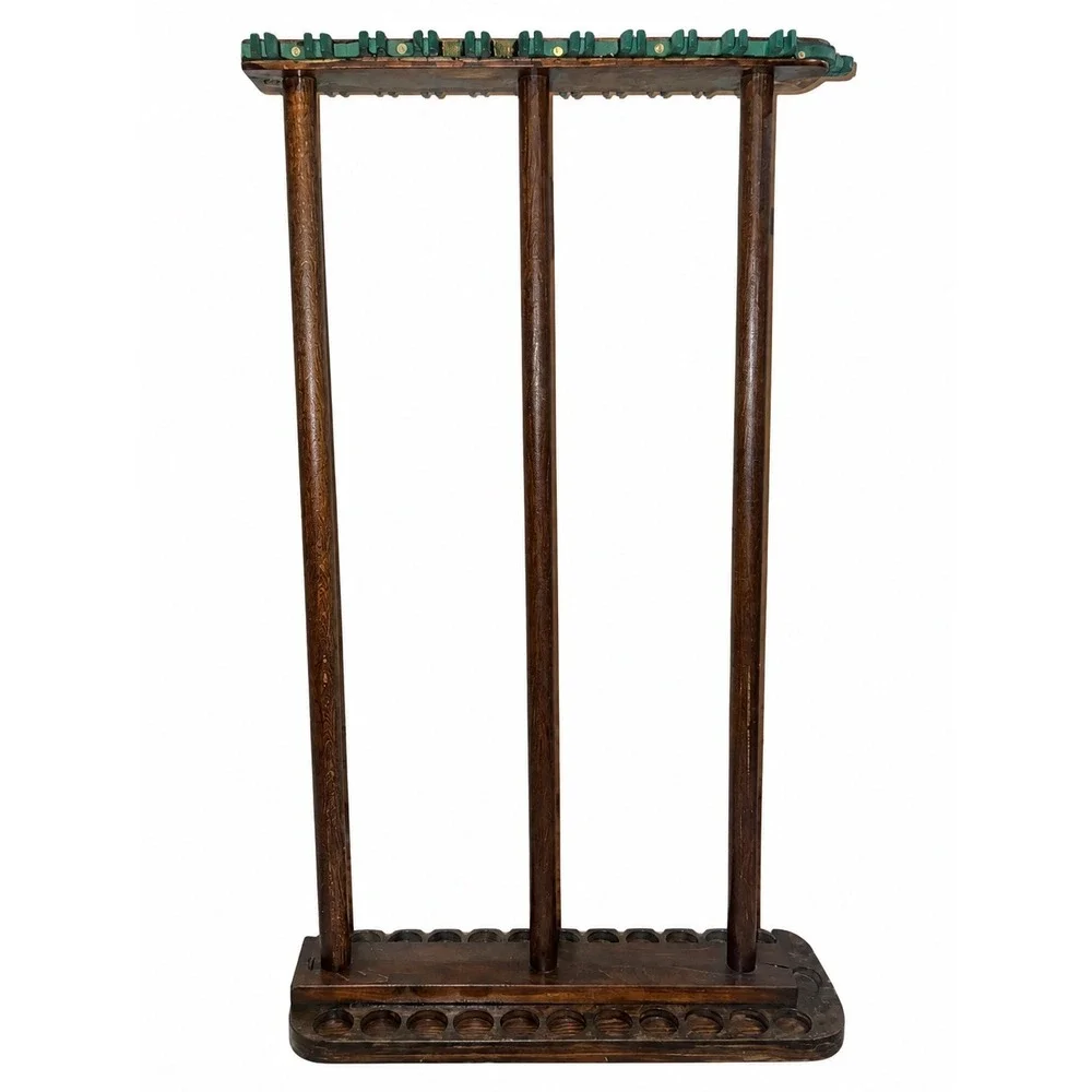 Vintage Wood Fishing Rod Rack Stand 3-Post Floor Display Holder 34